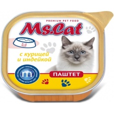 Ms.Cat кон.для кошек паштет с Курицей и индейкой